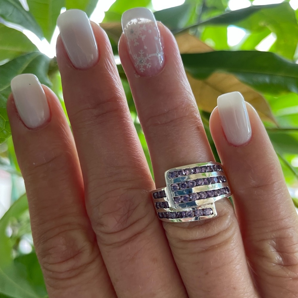 Purple CZ Sterling Silver Ring